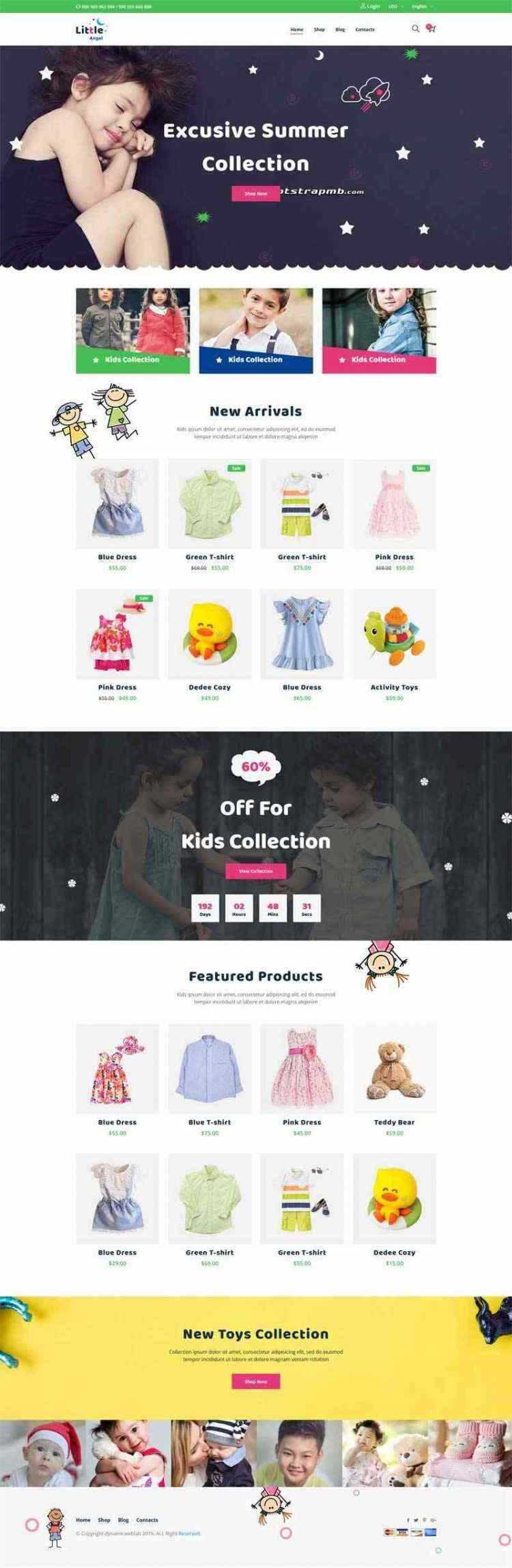Bootstrap响应式卡通儿童用品童装商城 - 项目资源网