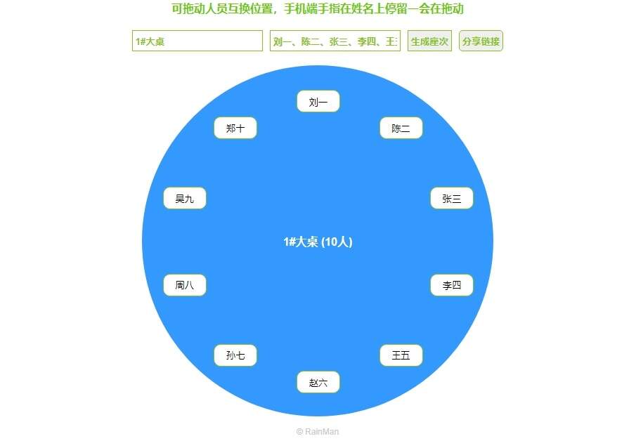 简单的html5用餐座次图生成器 - 项目资源网