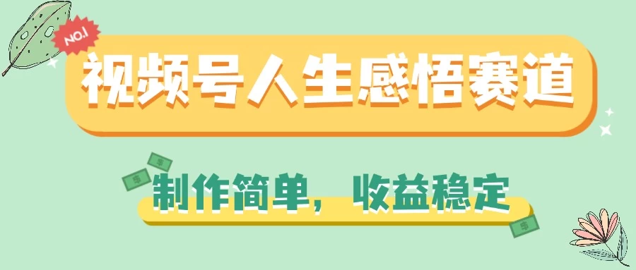 视频号人生感悟赛道，制作简单，收益稳定 - 项目资源网