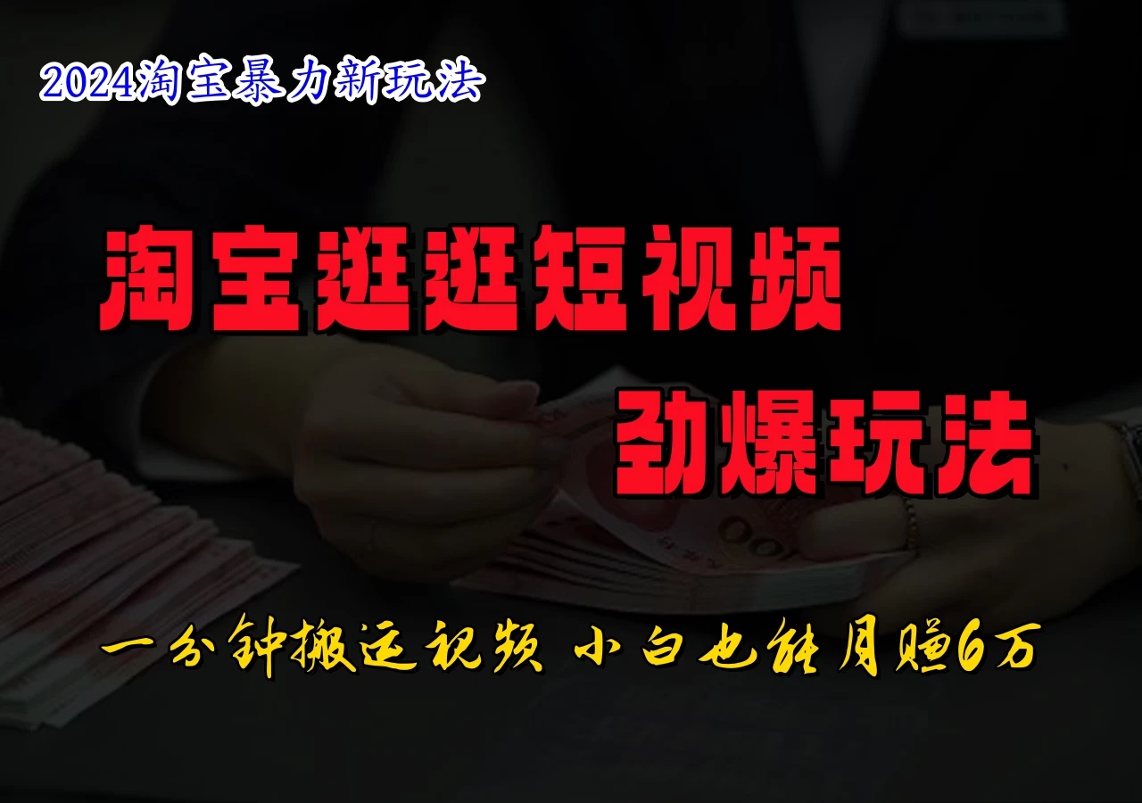 蓝海项目，淘宝逛逛视频分成计划，日入500+，只需一分钟搬运视频 - 项目资源网