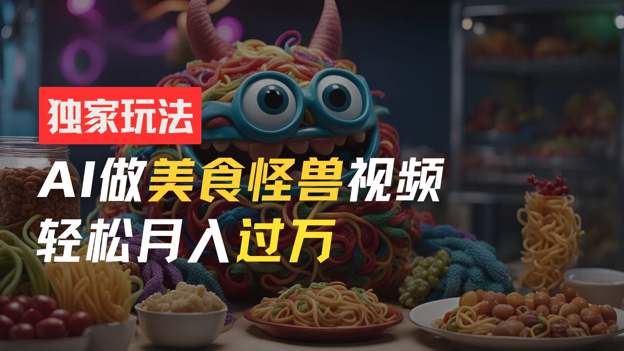 零门槛操作，AI美食怪兽短视频玩法，月入过万新手也能做！ - 项目资源网