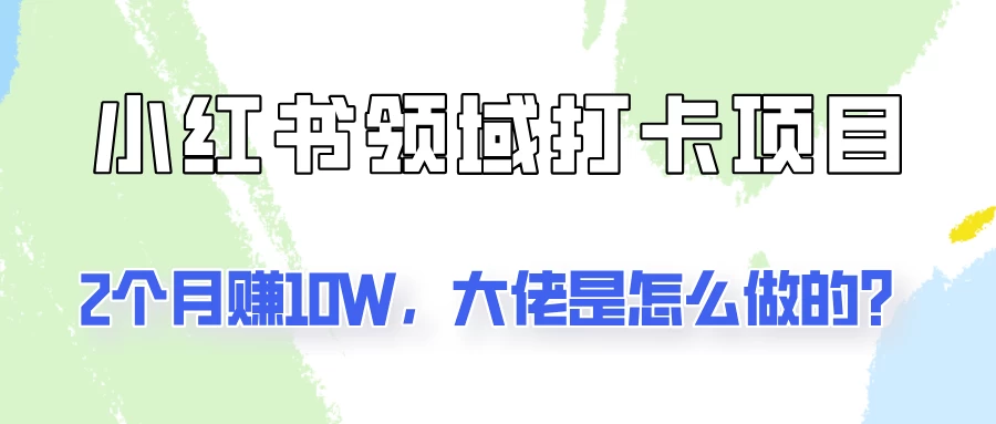 通过小红书领域打卡项目2个月赚10W，大佬是怎么做的？ - 项目资源网