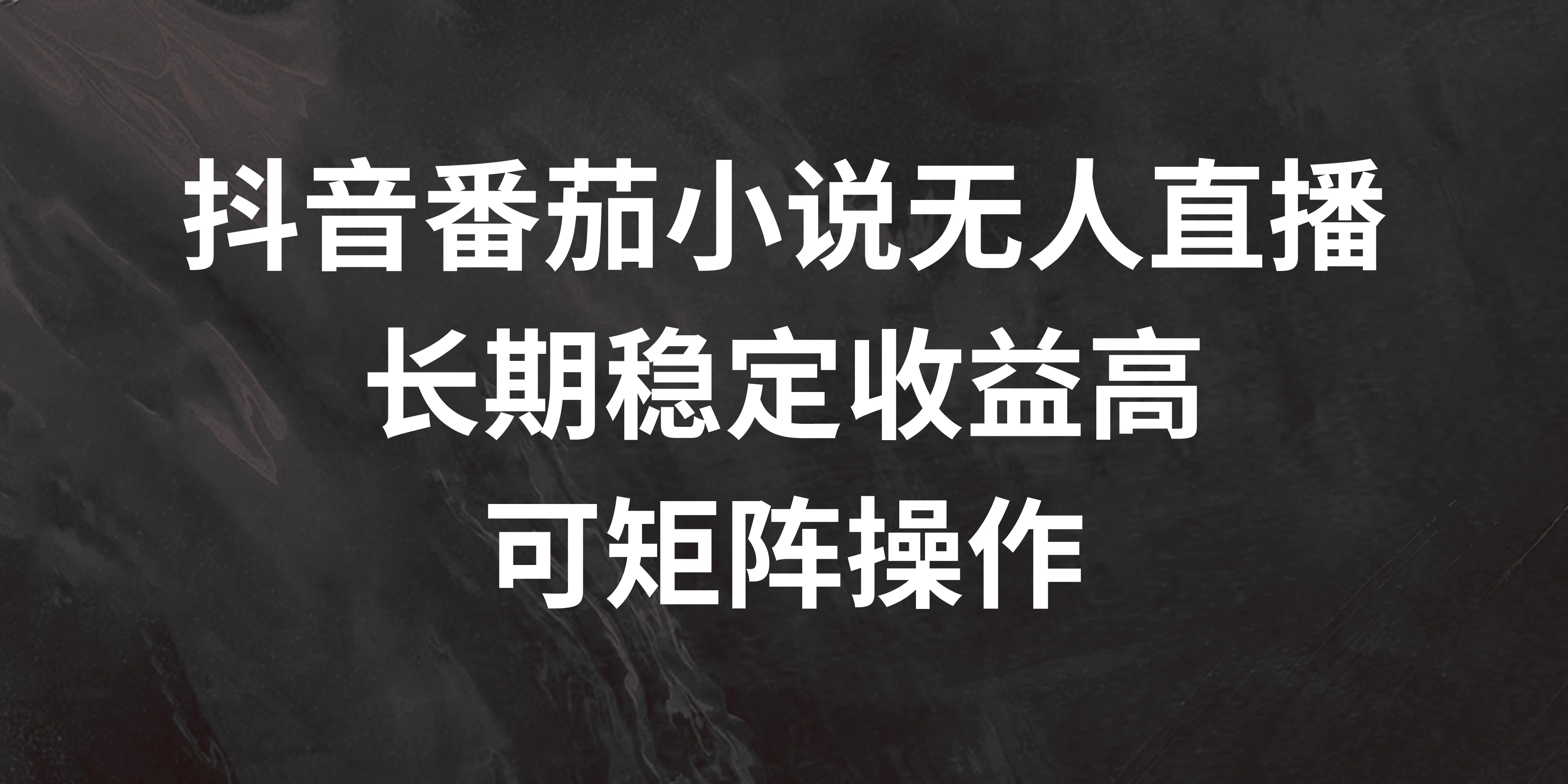 抖音番茄小说无人直播，长期稳定收益高，可矩阵操作 - 项目资源网