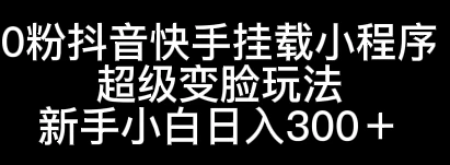 0粉抖音快手挂载小程序，超级变脸玩法，新手小白日入300+ - 项目资源网