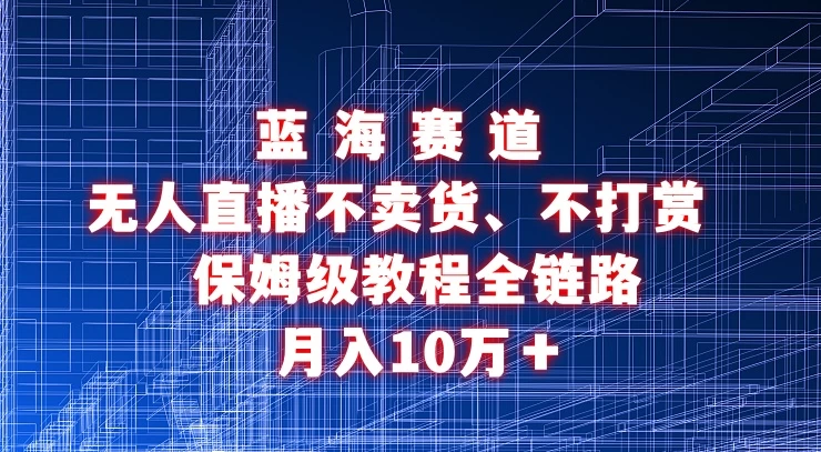 无人直播不卖货、不打赏保姆级教程全链路 月入10万＋ - 项目资源网