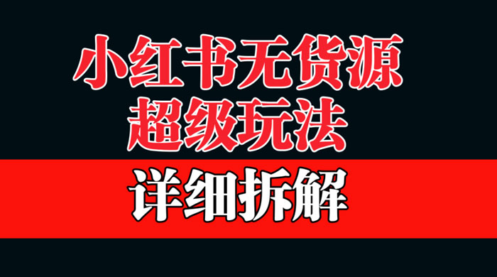 做小红书无货源，靠这个品日入 1000 保姆级教学 - 项目资源网