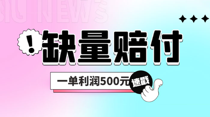 最新多平台缺量赔付玩法：简单操作一单利润 5 张 - 项目资源网