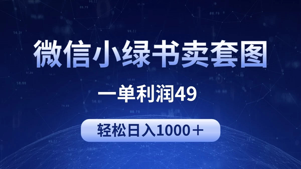 冷门微信小绿书卖美女套图，一单利润49，轻松日入1000＋ - 项目资源网