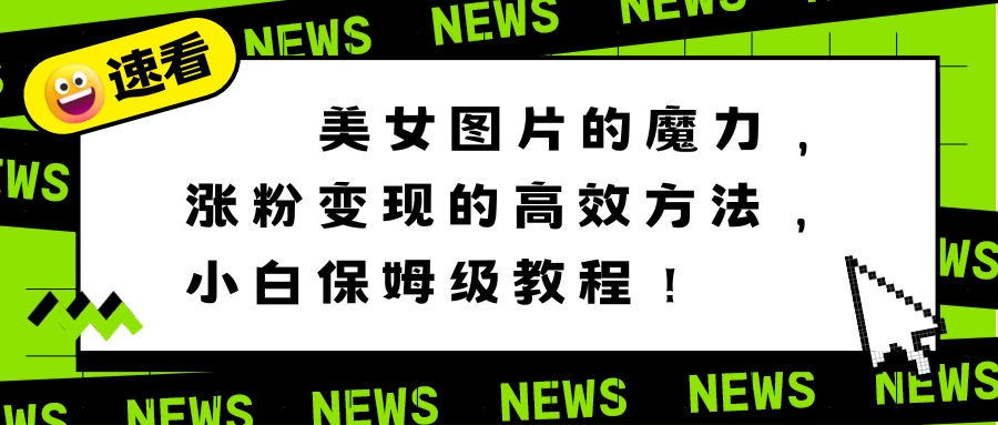 美女图片的魔力，涨粉变现的高效方法，小白保姆级教程！ - 项目资源网