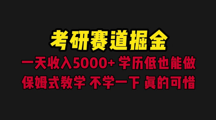考研赛道掘金：一天四位数，保姆式教学 - 项目资源网