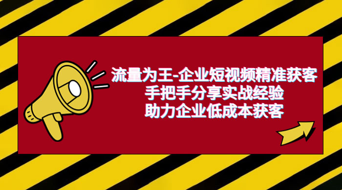 流量为王 · 企业短视频精准获客：手把手分享实战经验，助力企业低成本获客 - 项目资源网