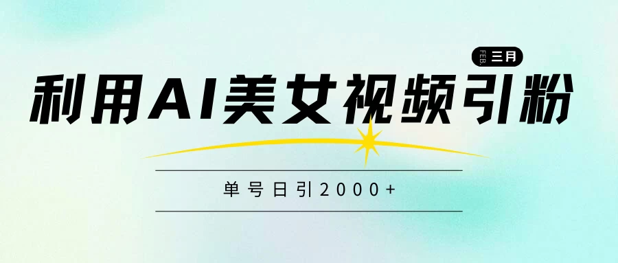 利用AI美女视频引粉，单号日引2000+，新手也能干，喂饭式教程 - 项目资源网